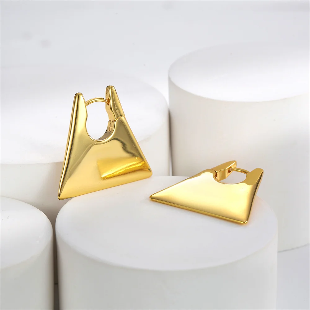 2024 Vintage Gold Color Geometric Earrings For Women New Design Luxury Trapezoidal Drop Earring Jewelry Simple Daily Accessories