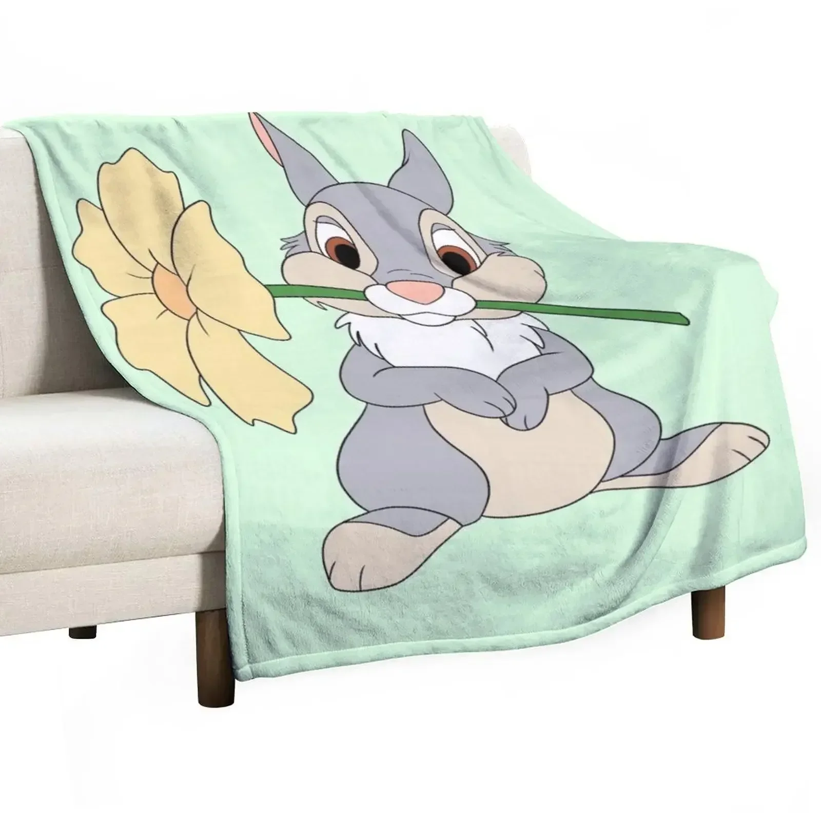 cute bunny with flower in its mouth Throw Blanket christmas gifts wednesday Sofa Blankets