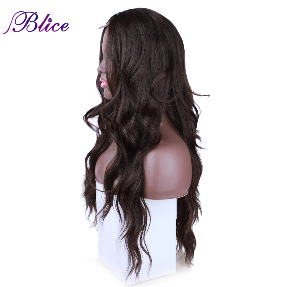 Blice Synthetic Long Hair Wig High Temperature Curly Wavy Wig Ntural Skin Top Women Wigs With Elastic Net