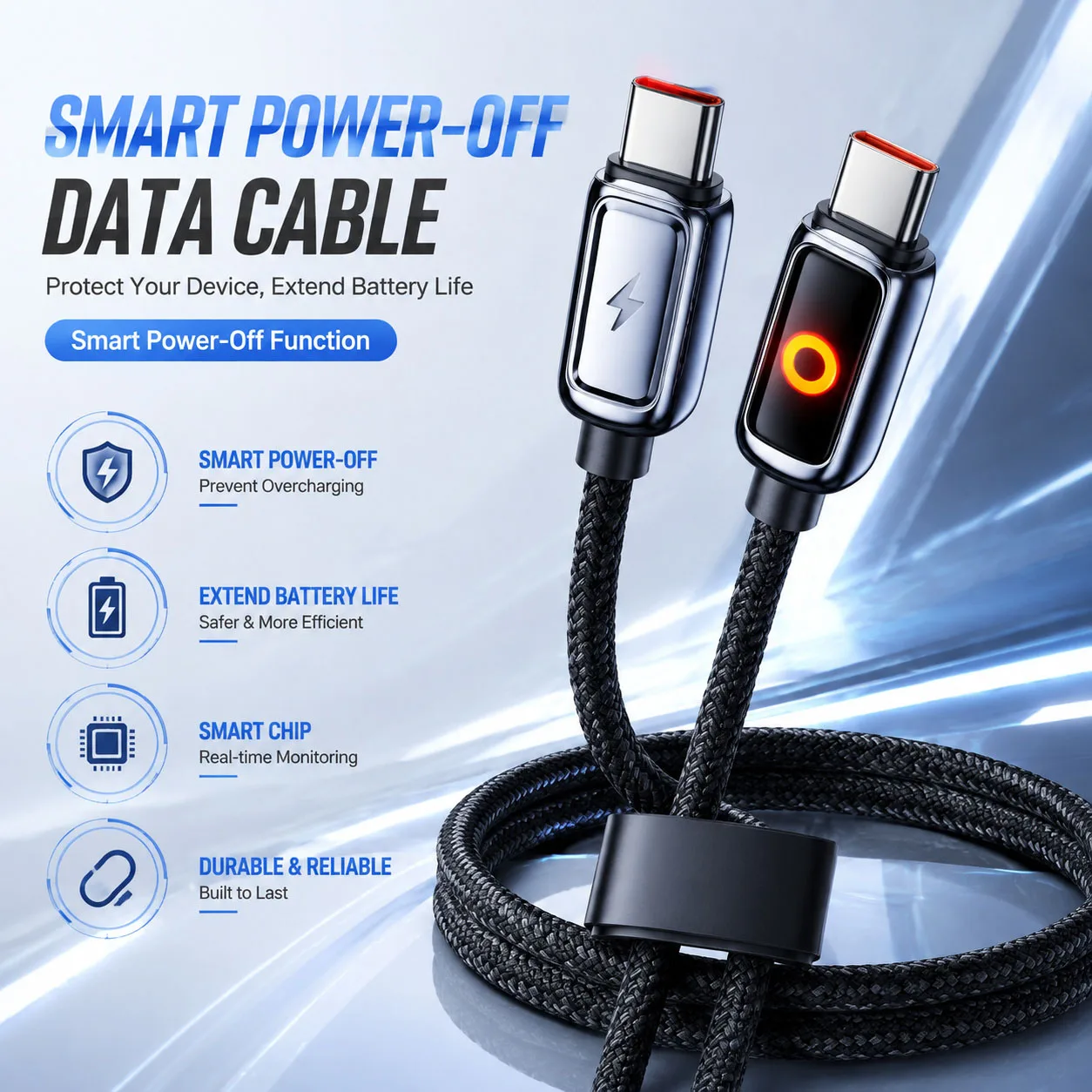 Fast Charging PD 100W Self  Automatic Power Off  USB C Cable 1 2M Automatic Usb A Or Type C To C Cable For iPhone 17 16 Pro Max