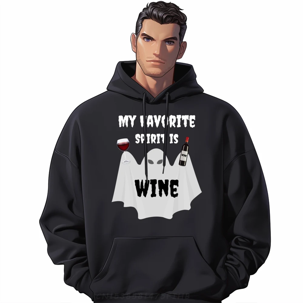 

My Favorite Spirit Is Wine Funny Wine Halloween Anime Pullover Hoodies Brand Clothing Chinese Style