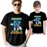 Bruh 67 Meme Steal A Brainrot Pixel camiseta Humor caótico Y2k Gaming Saying Tee novedad regalo niños moda blusas de manga corta