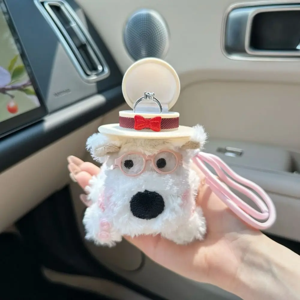 

Display Plush Puppy Doll Ring Box Stuffed Cartoon Engagement Ring Box Plush Cute Couple Rings Holder Jewelry Organizer