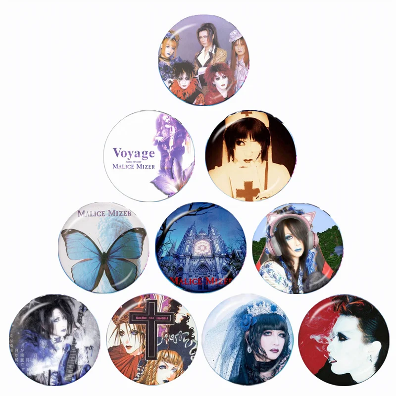 Malice Mizer Visual Kei Rock Band 10Pcs 12mm/14mm/16mm/18mm/20mm/25mm/30mm Round Photo Glass Cabochon Demo Flat Back Making