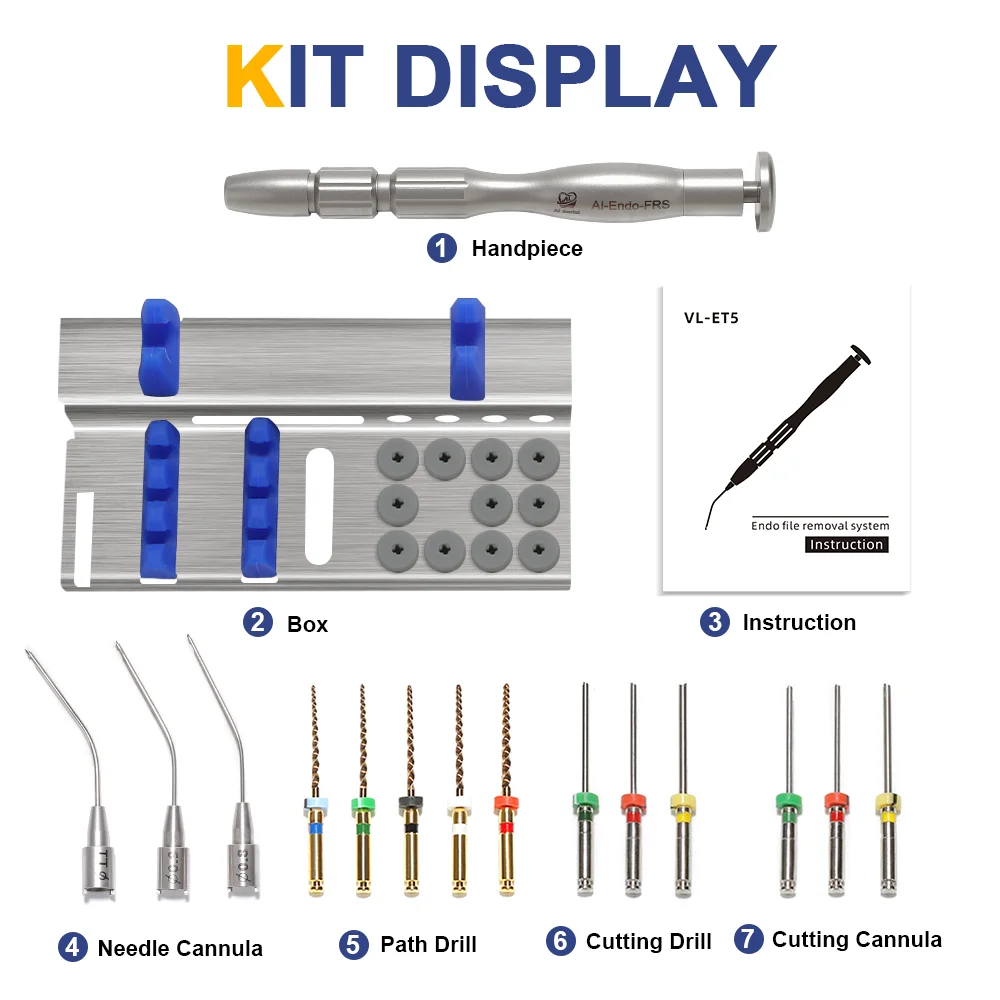 Kit Sistema De Remoção De Arquivos Endo Endodôntico Dental Canal Raiz Extrator De Arquivo Quebrado Set/5 Caminho NiTi Broca/3 Cânula De Corte