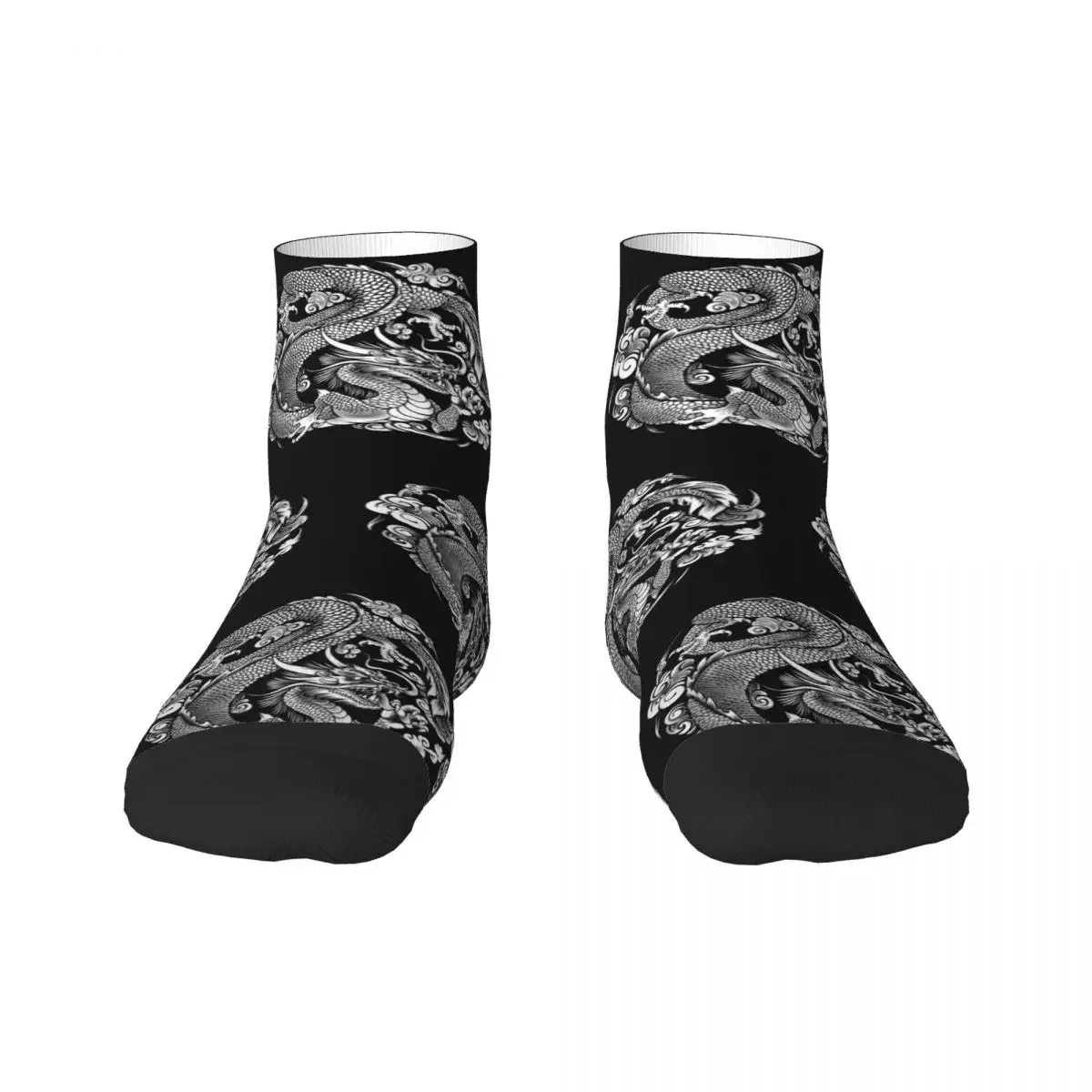 Dragon Asian Style Mens Crew Socks Unisex Fashion 3D Printed Tradition Mythology Tattoo Art Dress 