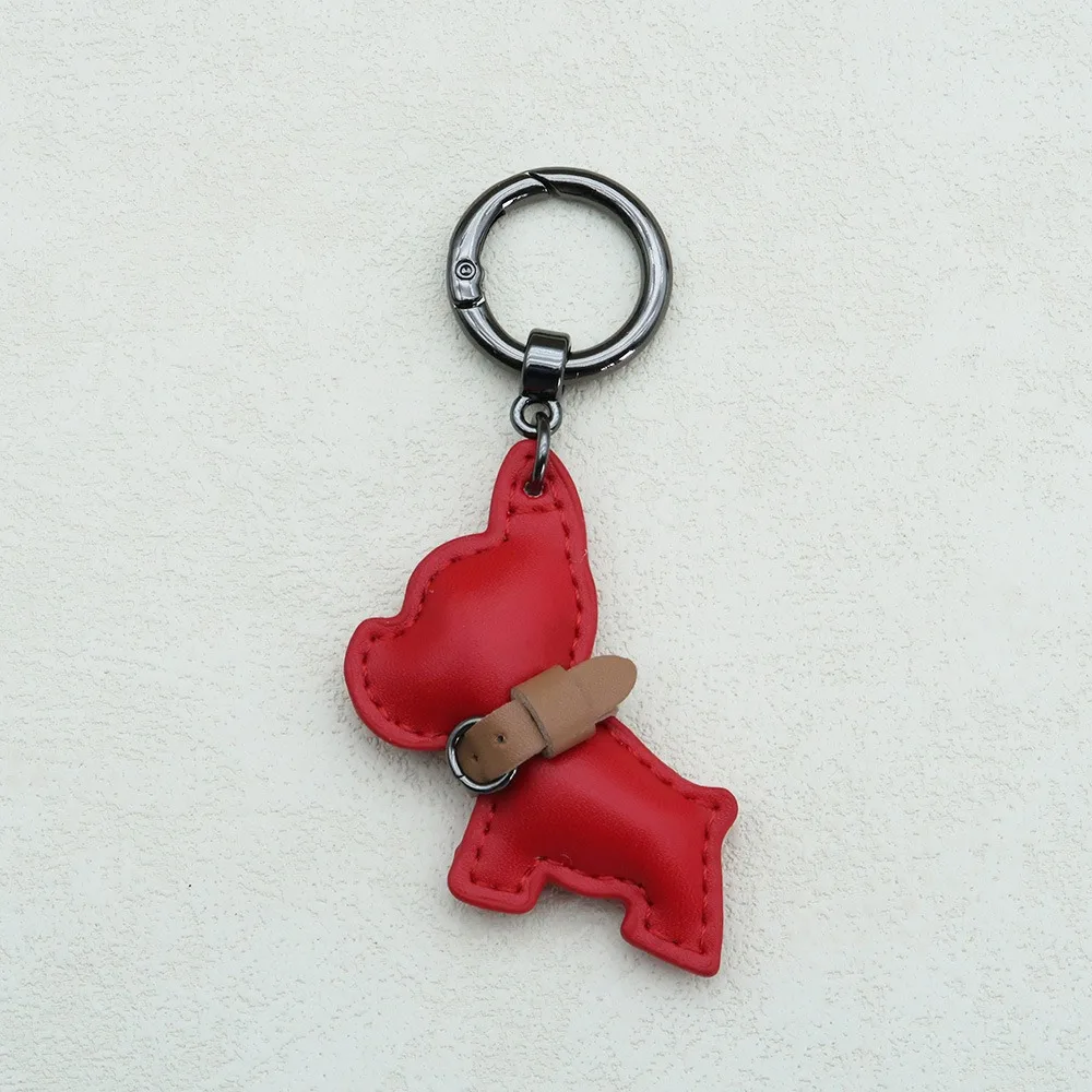 Trendy French Bulldog Keychain Animal Dog Cartoon PU Leather Dog Hanger Fashion Cute Puppy Bulldog Bag Pendant Bag Ornament
