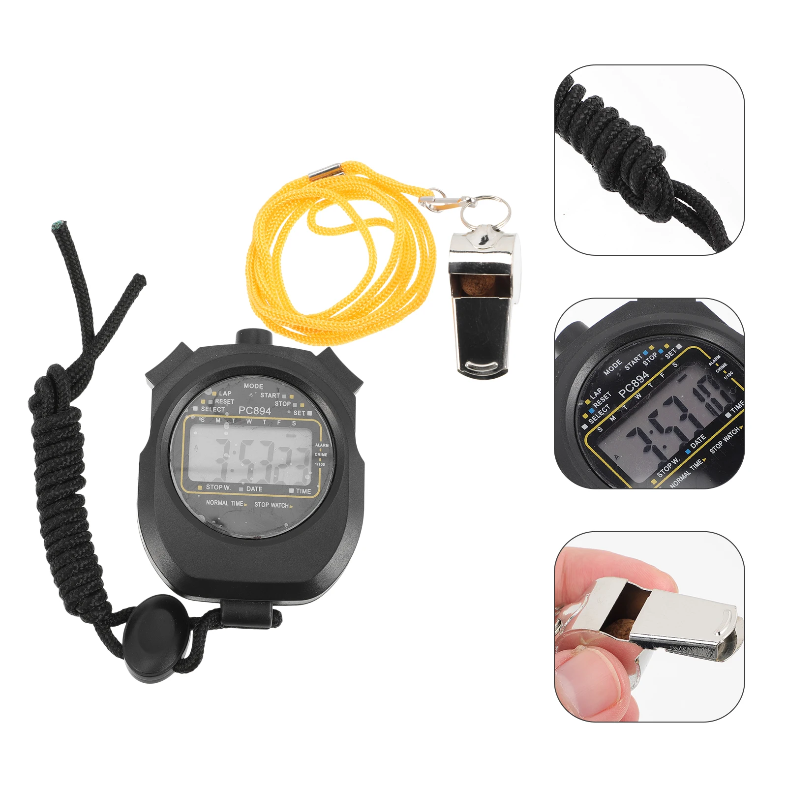 

Digital Stopwatch Whistle Stainless ABS Multi Function Timer Alarm Clock for Coaches Fitness Waterproof Referee Chronograph