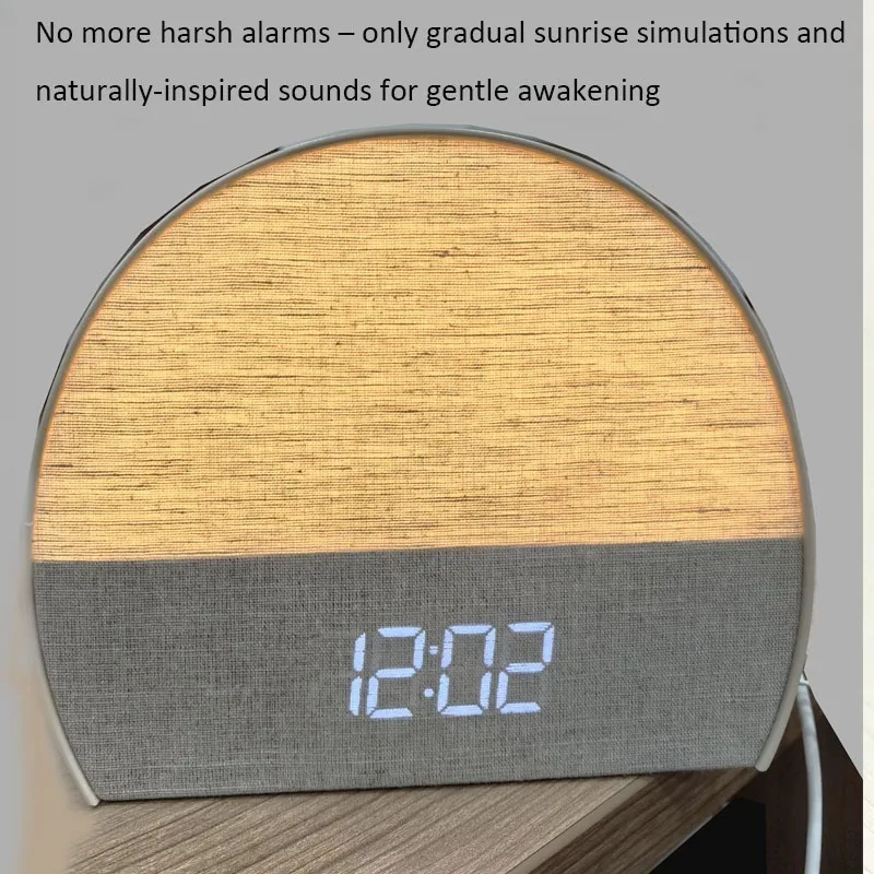 Fabric Wake Up Light Alarm Clock Bluetooth Speaker Sleep Lamp Radio Countdown White Noise Night Light