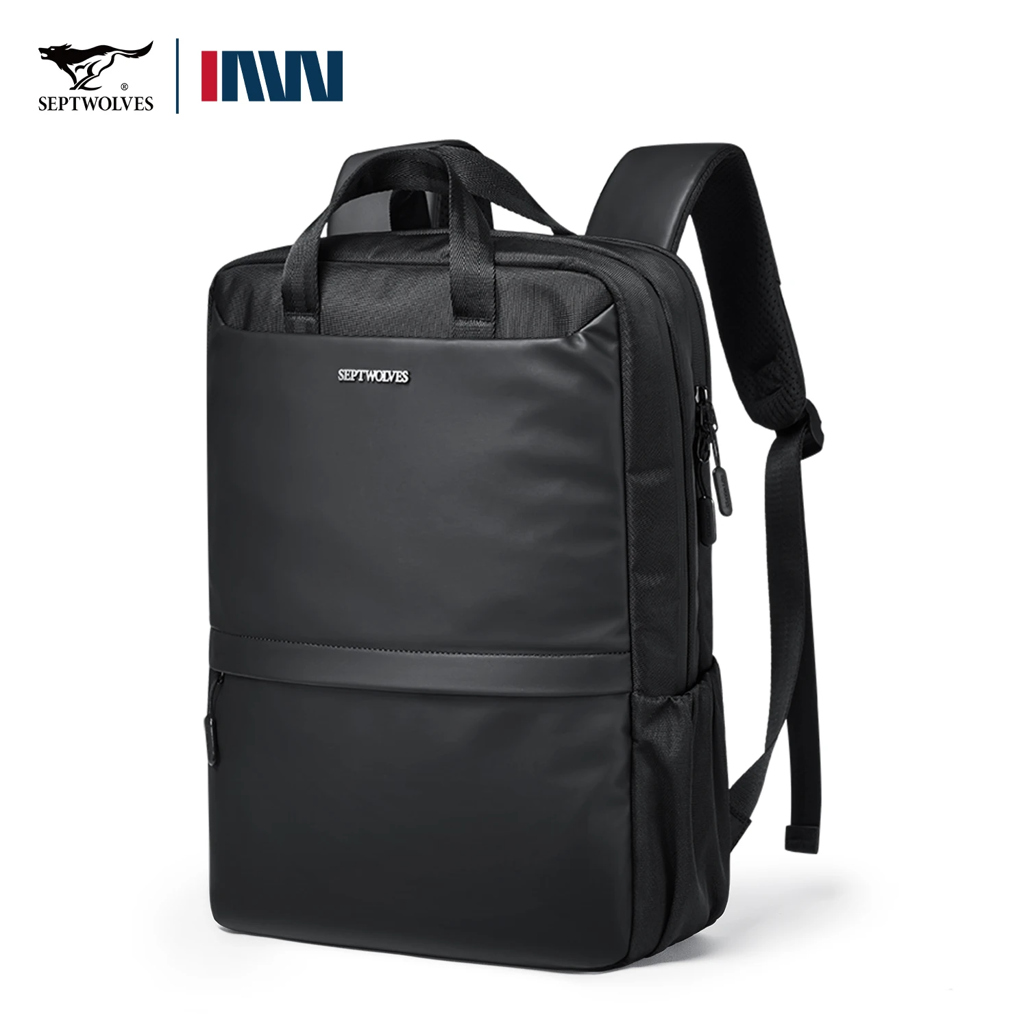 

Septwolves Large 16-inch Notebook Backpack Business Travel Leather Backpack Waterproof Stylish Men Laptop Backpack Multi-pocket