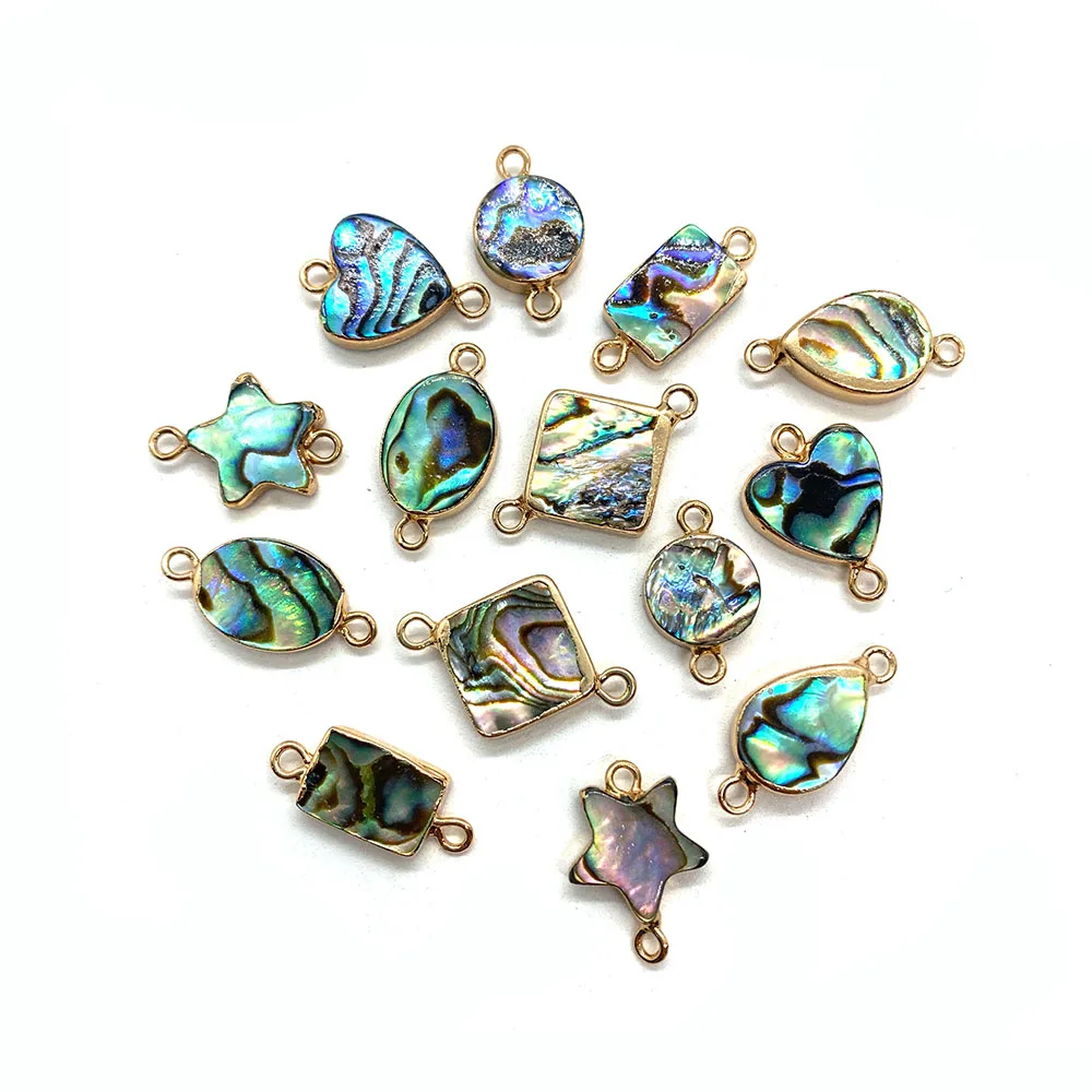 5pcs Natural Abalone Shell Beads Drop Shape Love Heart Shape Beads for DIY Jewelry Making Necklaces Accessories Connector Charms