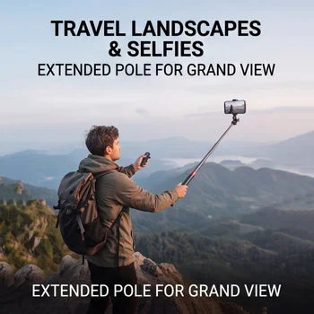 1Pc All Angle Selfie Stick Tripod 360° Rotation Handheld Stabilizer with Wireless Remote Portable Phone Holder for Video Vlog Shooting 2
