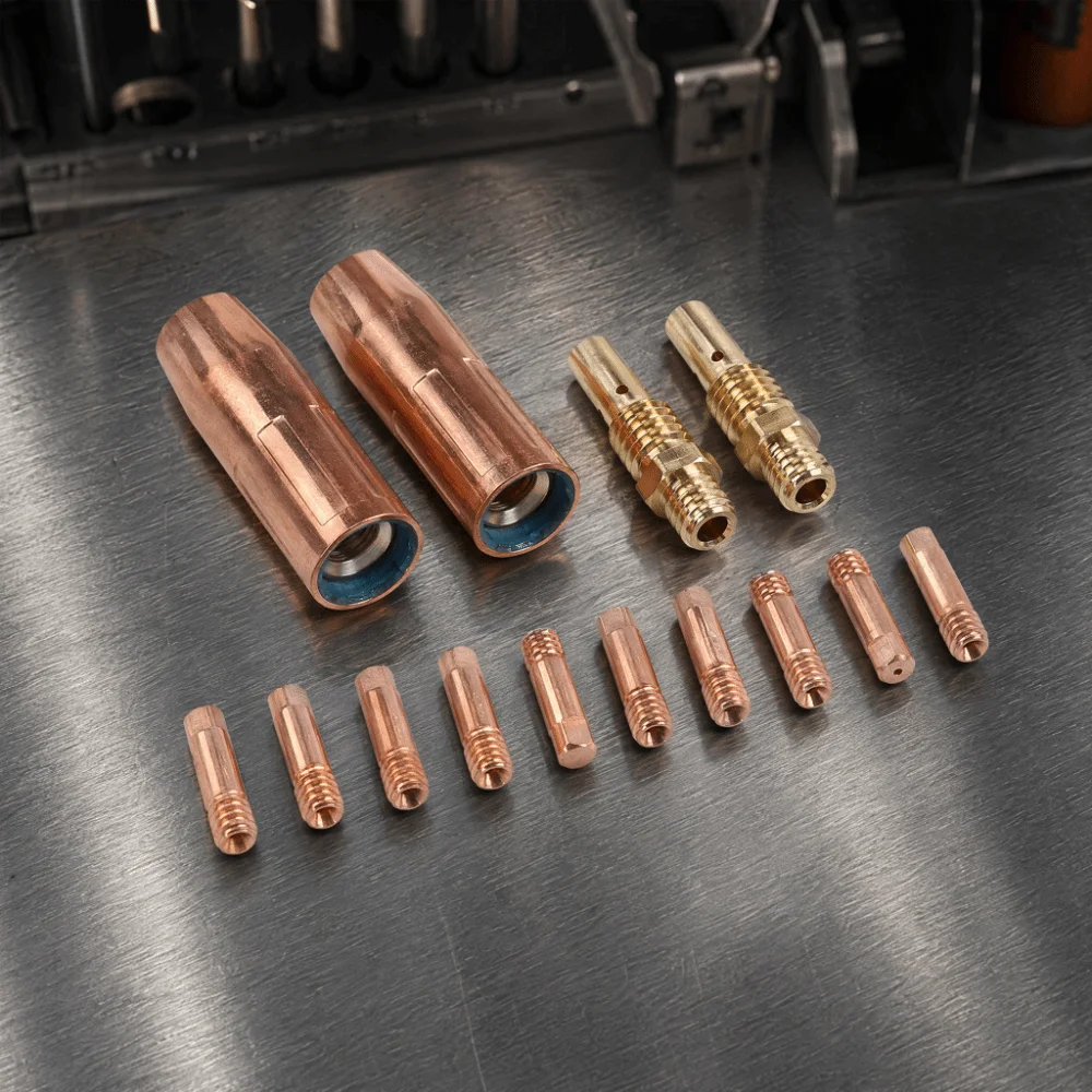 14pcs Precise Brass MIG Welding Nozzle Standard Size Welding Machine Accessories Gasless Nozzle For Professional Welding