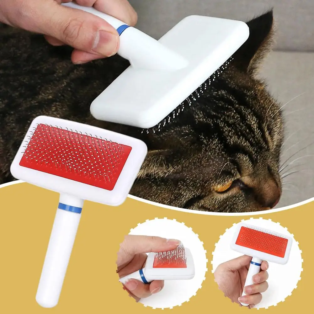 Dog Brush Stainless Steel Dogs Combs Massage Dog Grooming Cleaning Brush Remover Hair Comb Brush Soft Tools Pet Han V5u4