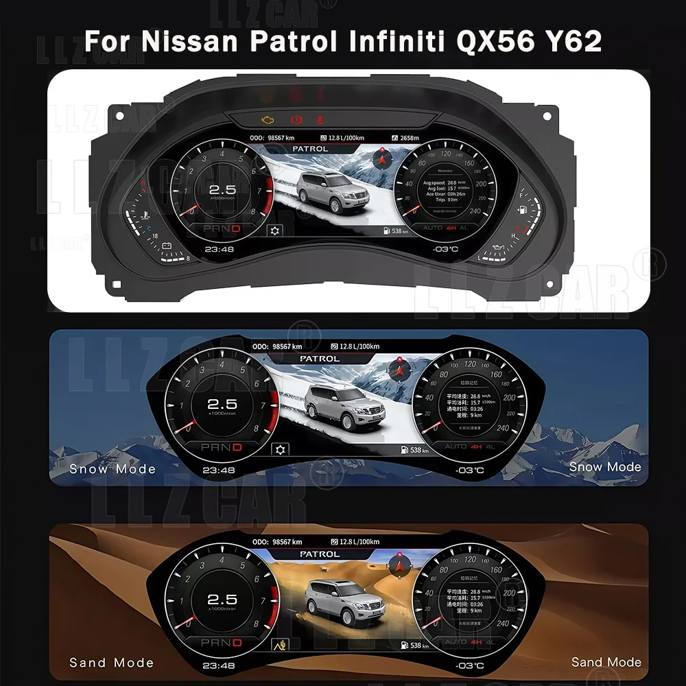 Para Nissan Patrol Infiniti QX56 Y62 2010-2021 LCD tablero Digital velocímetro cabina Virtual Panel de instrumentos Virtual