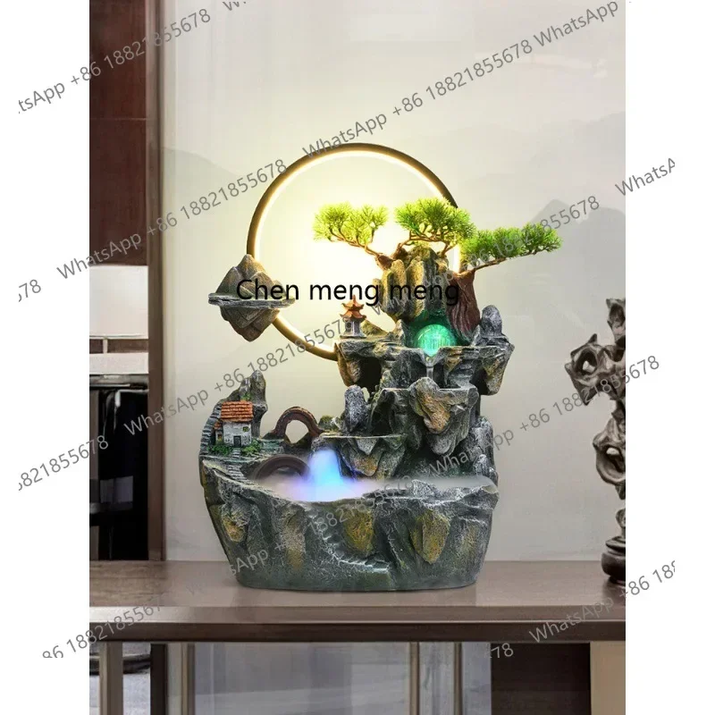 A74Fish tank living room rockery bonsai ornament alpine circulation water makes money, lucky fountain  F