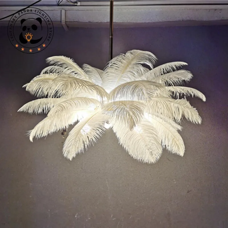 Modern Simple Pendant Lamps Living Room Dinning Hall Villa Home Decor Indoor Feather Lamshade Ceiling Chandelier Light Fixtures