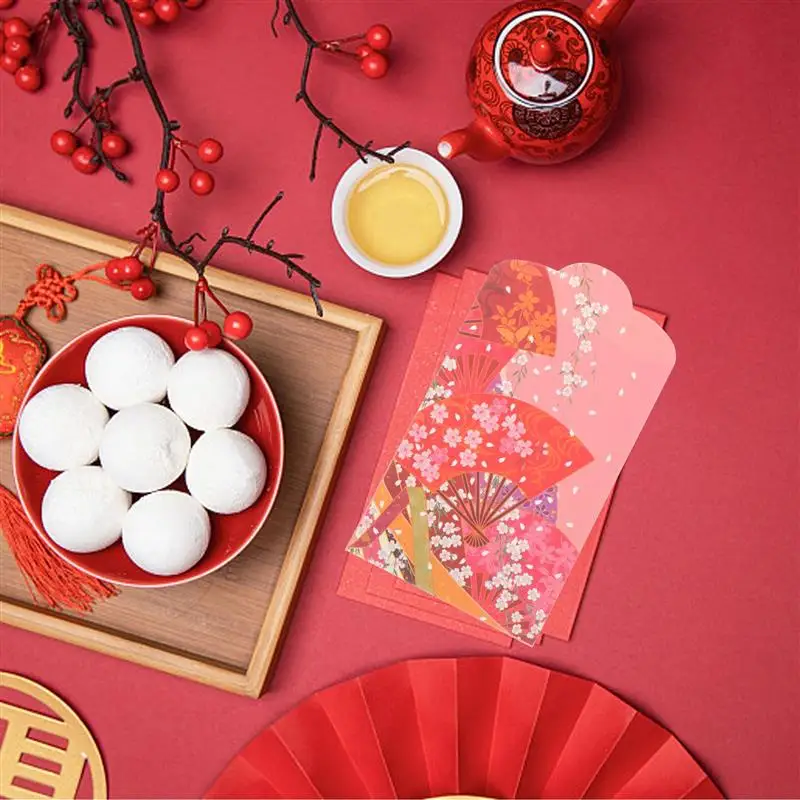 50Pcs Printed Delicate Red Envelopes Wedding Red Packet 2023 Lunar New Year Envelopes Chinese Money Envelope