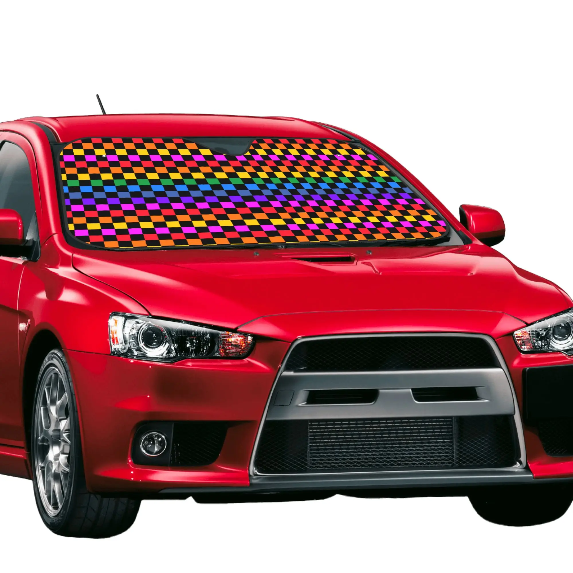 Checkers Checkerboard Car Front Window Sun Shade Heat Insulation Cover Portable UV Protection Covers Car Solar Protection