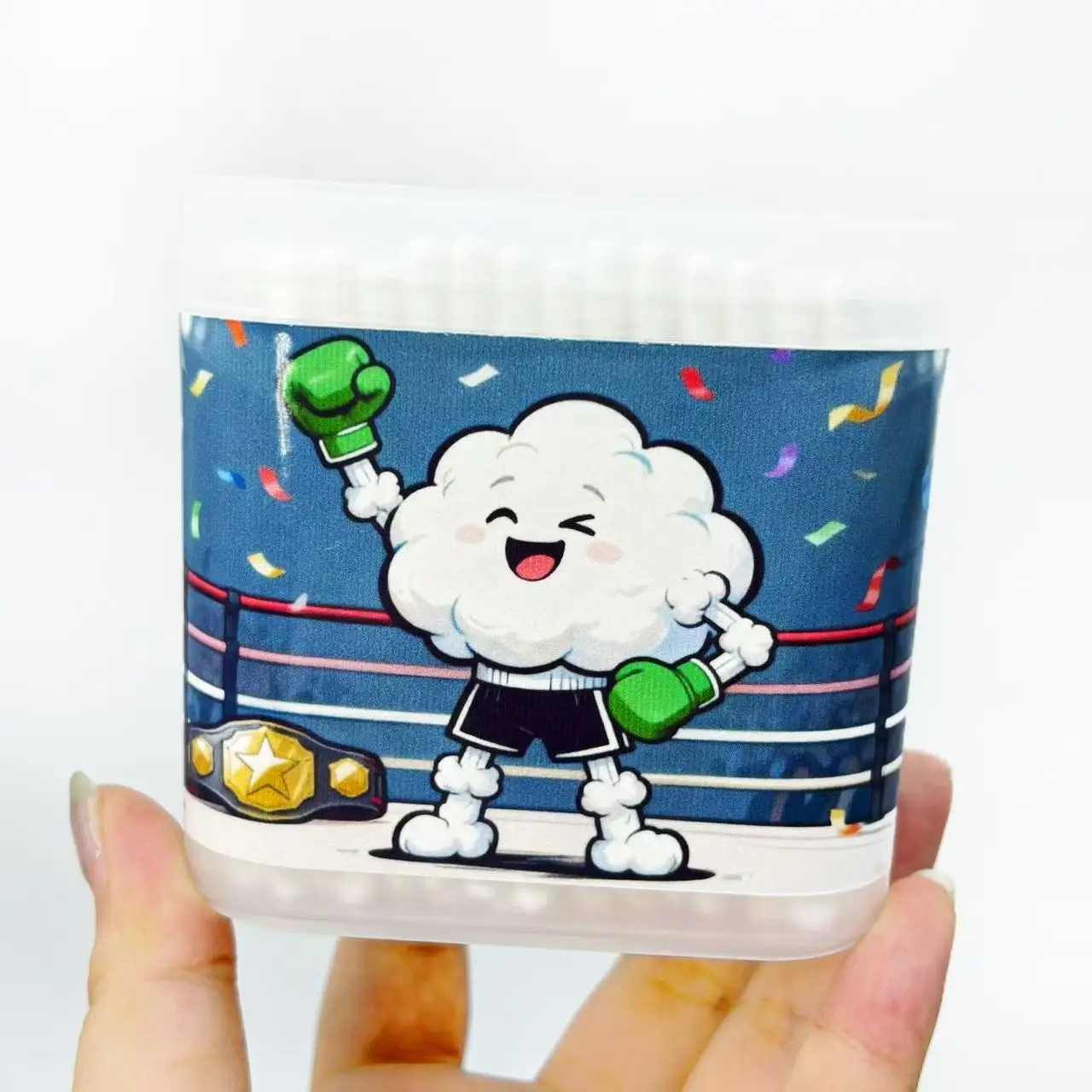 200개/400개 권투 테마 흰색 면봉 창의적인 나선형 스푼 스포츠 요소 면봉 스틱