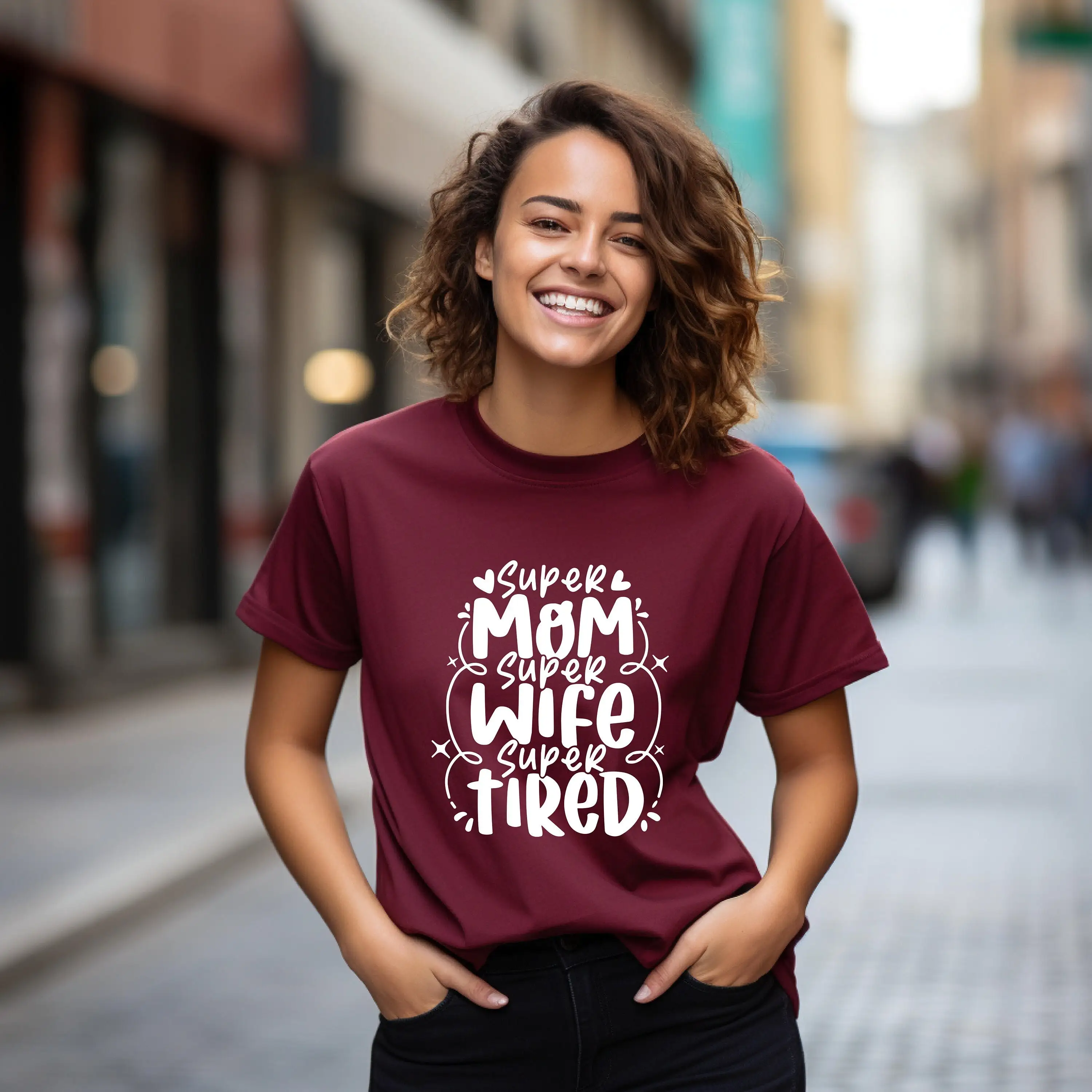 

Mom Life T Shirt Super Wife Tired Vibes Mama Mothers Day Funny s