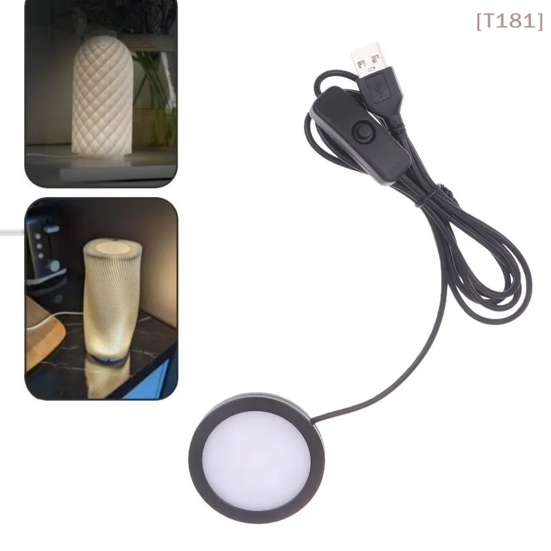 [E]1Pcs For Bamboo Led Light Parts DIY Model Warm/White/Neutral Black USB Round Ultra-thin Light For Bambu Lab Lamp Kit Hardware