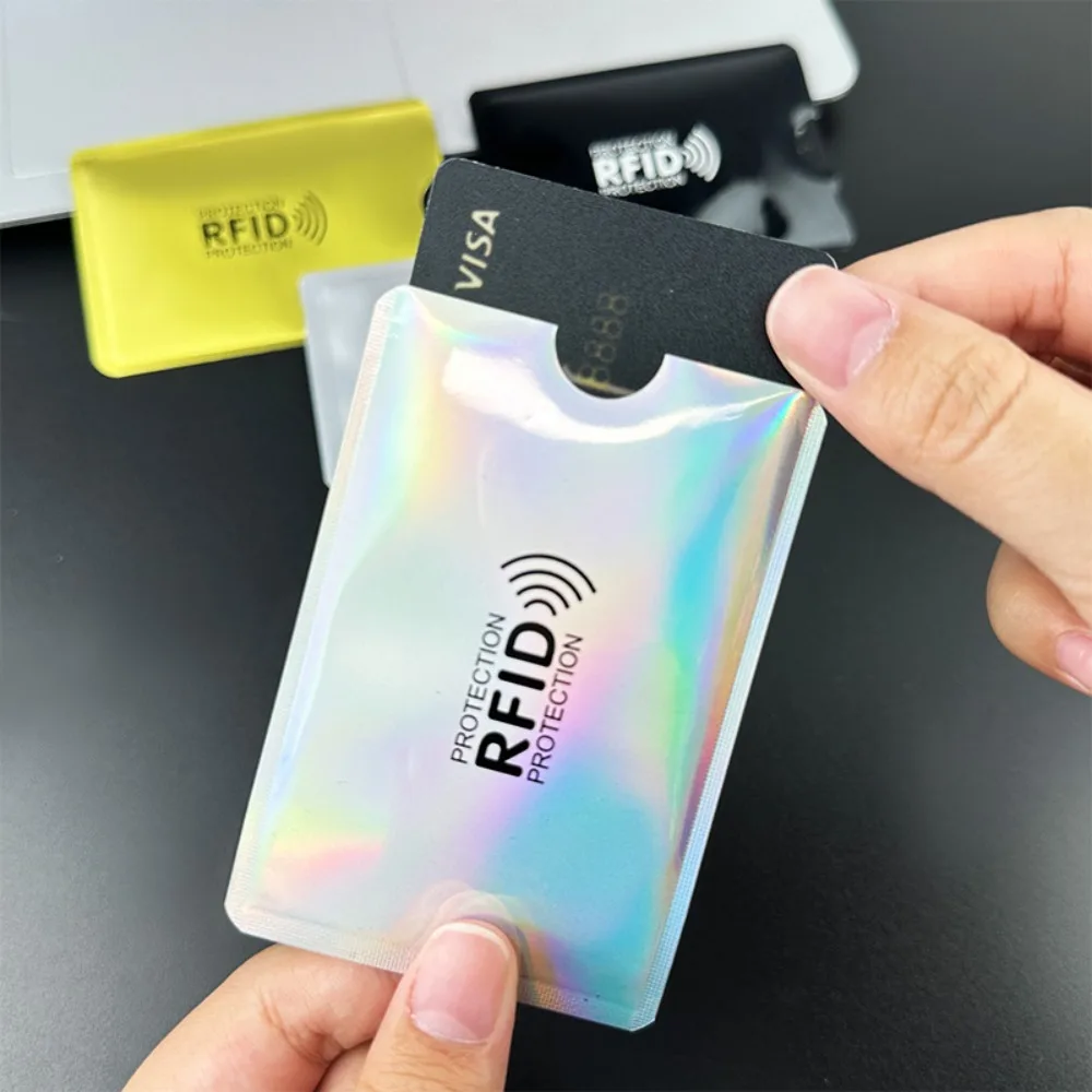 Anti-Theft Card Holder Aluminum Foil NFC Shielding Windproof Dustproof Anti-Scanning Demagnetization Laser Cutouts Secure Storag