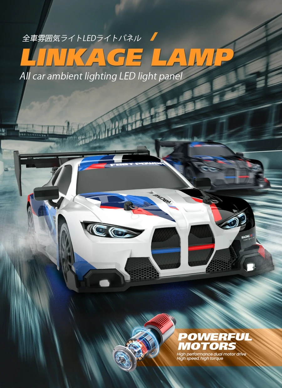 Oike 4WD Ferngesteuertes Drift-Auto 1:24 Mini Ferngesteuertes Rennauto Modell 2.4G Funk Hochgeschwindigkeit ​ ​ RC-Auto Jungen Spielzeug Geschenk – Detail 5