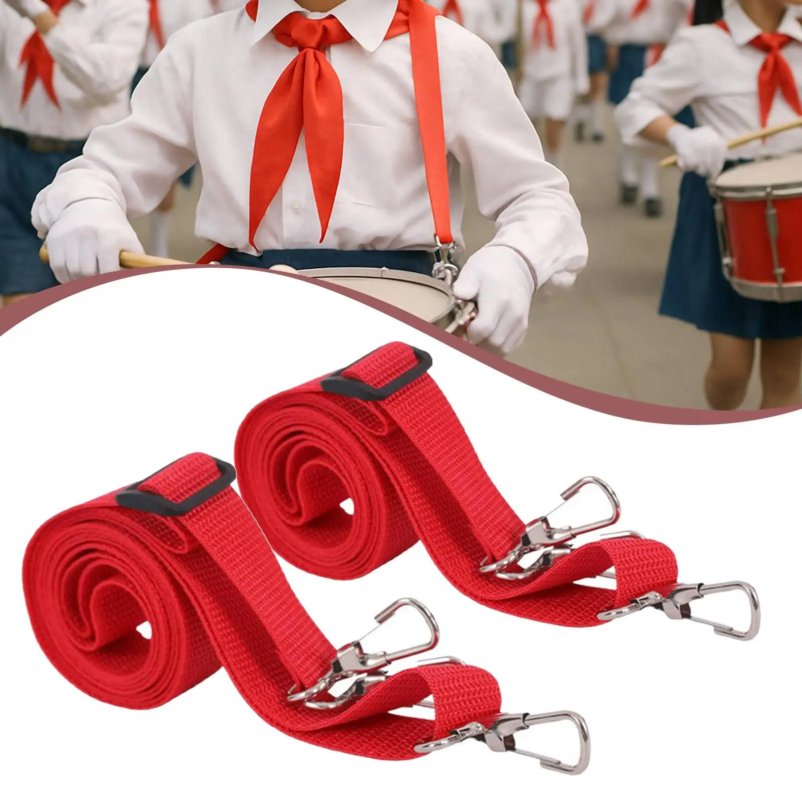 Professioneller roter Snare-Drum-Gurt, verstellbarer Nylon-Gurt für Marschkapellen, Paraden und afrikanische Trommeln