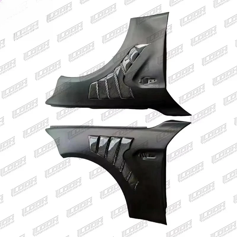 ICOOH Racing for GT-R R35 Carbon Fiber Glossy Black Clear Coated Side Front Fender Vents 2008+ Perfect Fitment