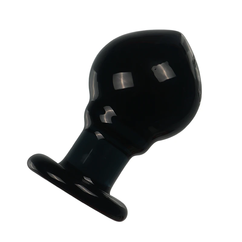 VaHppy tapones anales de vidrio transparente/Negro, Juguetes sexuales anales de gran diámetro de 6cm, masturbador para lesbianas Gay SM BDSM,