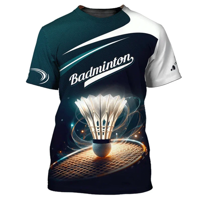 Summer Vintage 3D Sports Badminton Printing T Shirt Fitness Lovers Graphic Short Sleeves Gym Fashion Streetwear T-shirts Clothes image 4