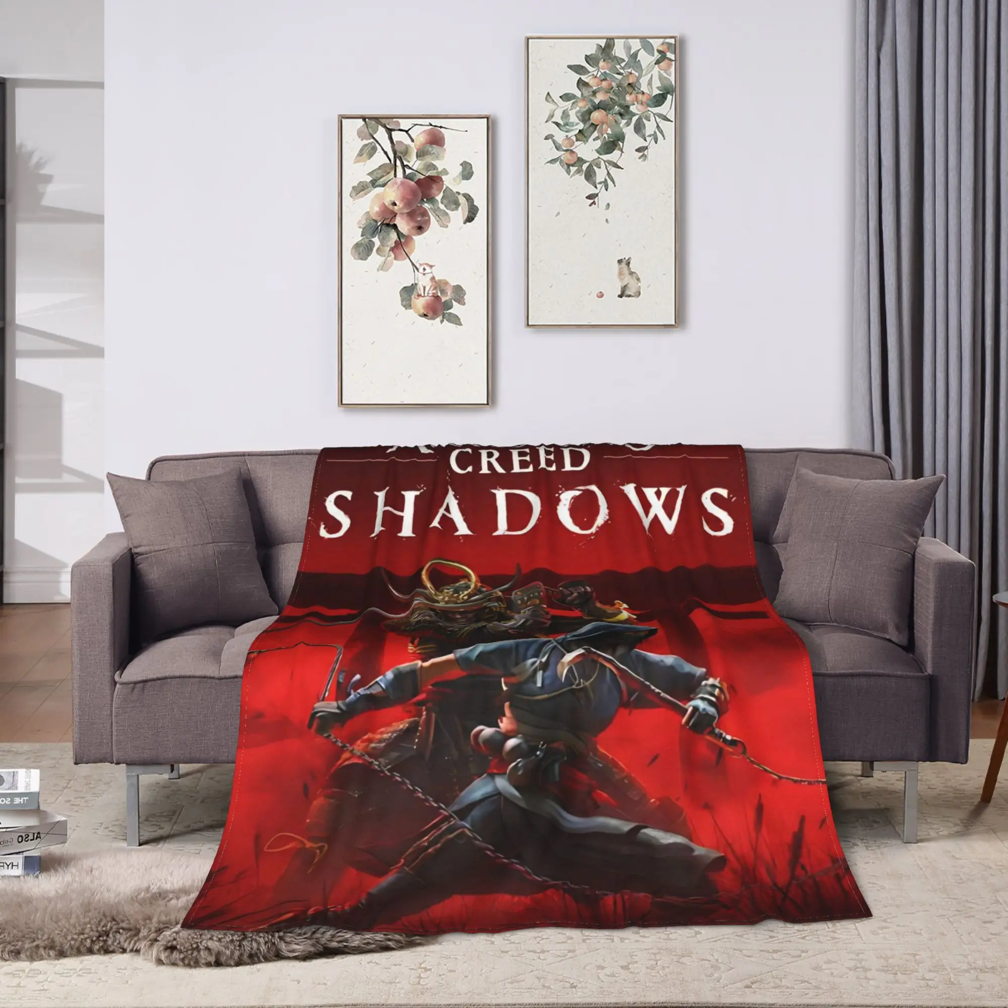 Assassins Creed Shadows  Flannel Blanket Winter  Soft Bedding Throws for Girls Boys Living Room Funny Bedspread Sofa Bed Cover