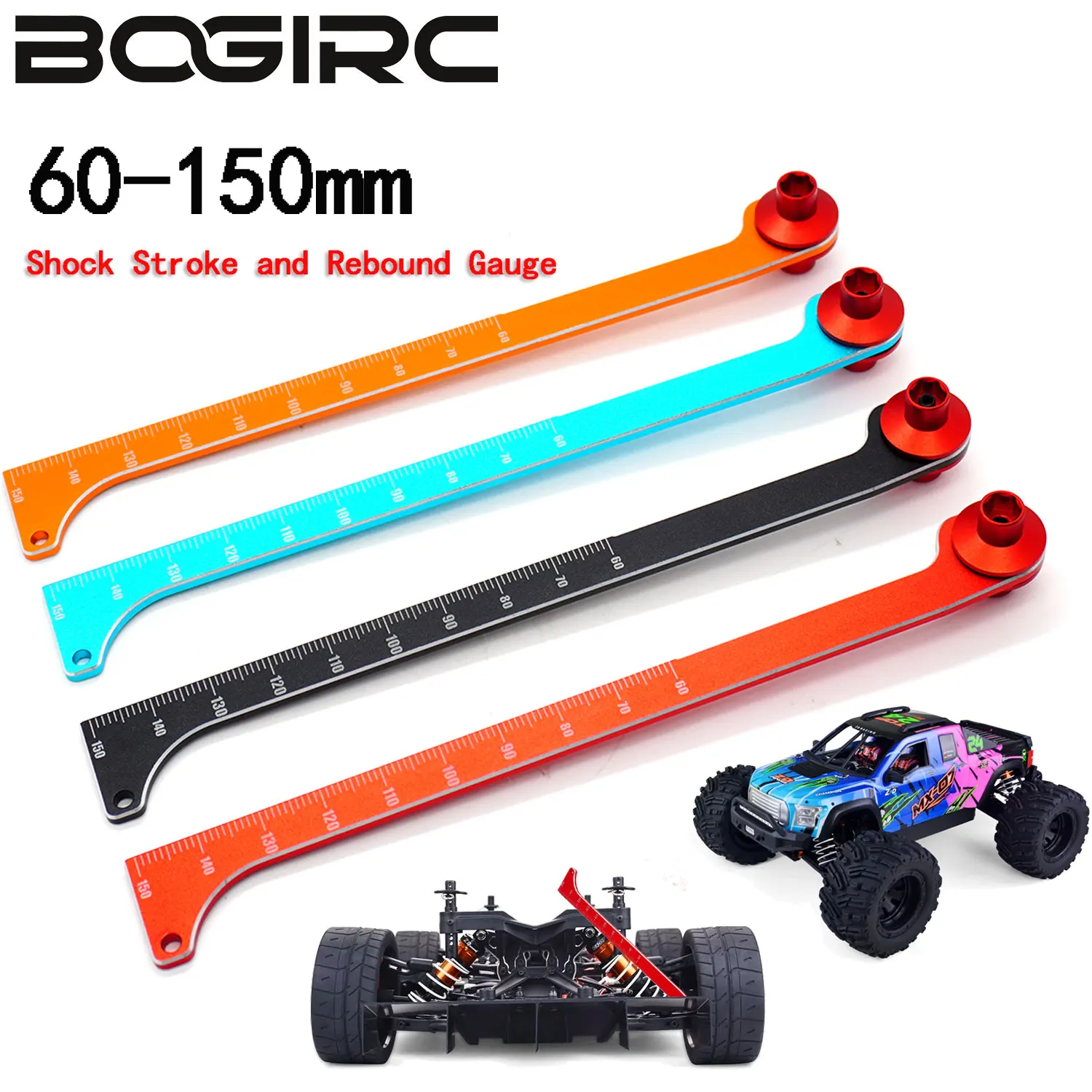 

BOGIRC RC Инструмент Ударный ход и датчик отскока Измерительная линейка длины подвески Алюминий 60-150 мм Для 1/7 1/8 Багги Грузовик Tuggy