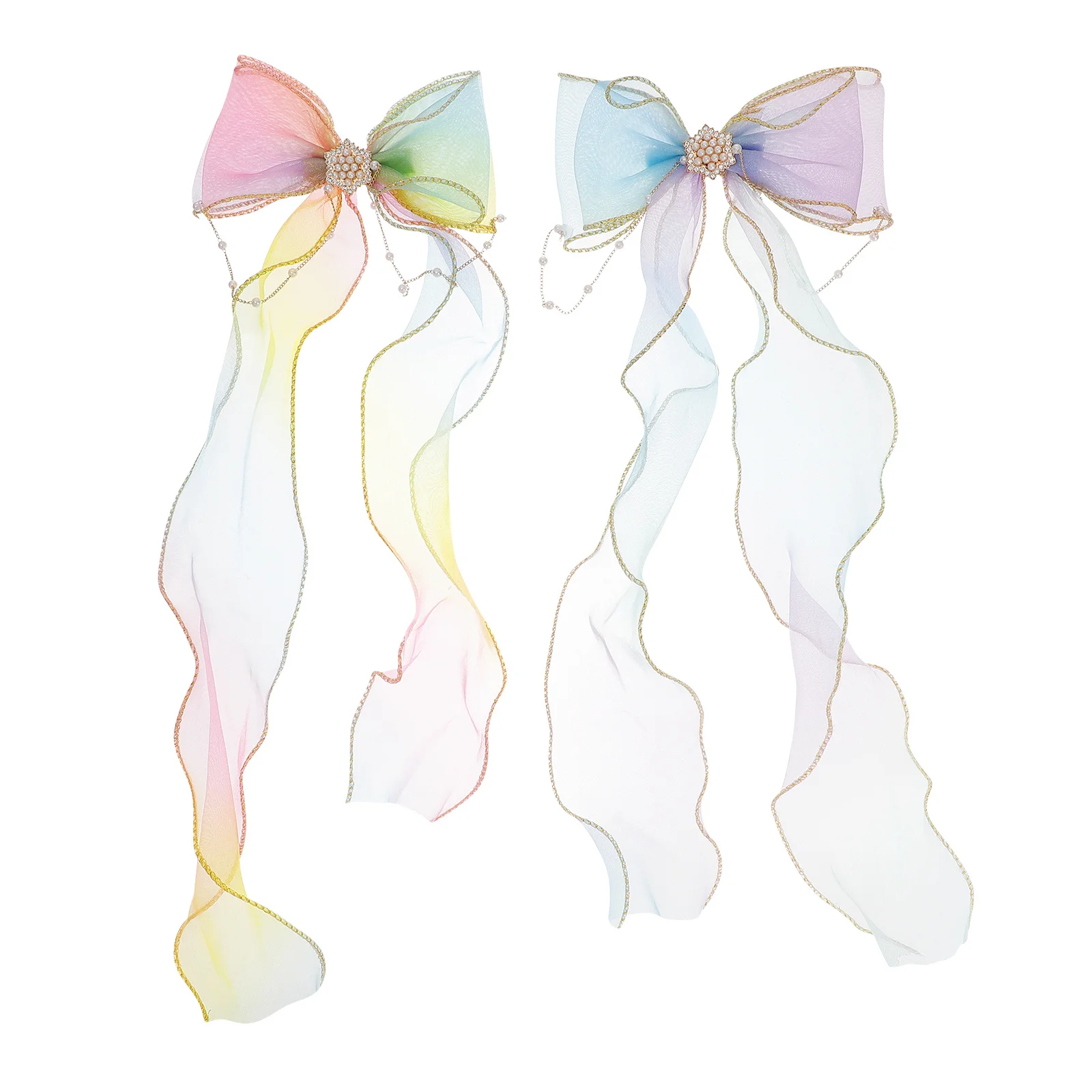 

2Pcs Ribbon Hair Bow Clips Bowknot Hairpins for Girls Kids Daily Party Use Stylish Hair Accessories Bows for Girls