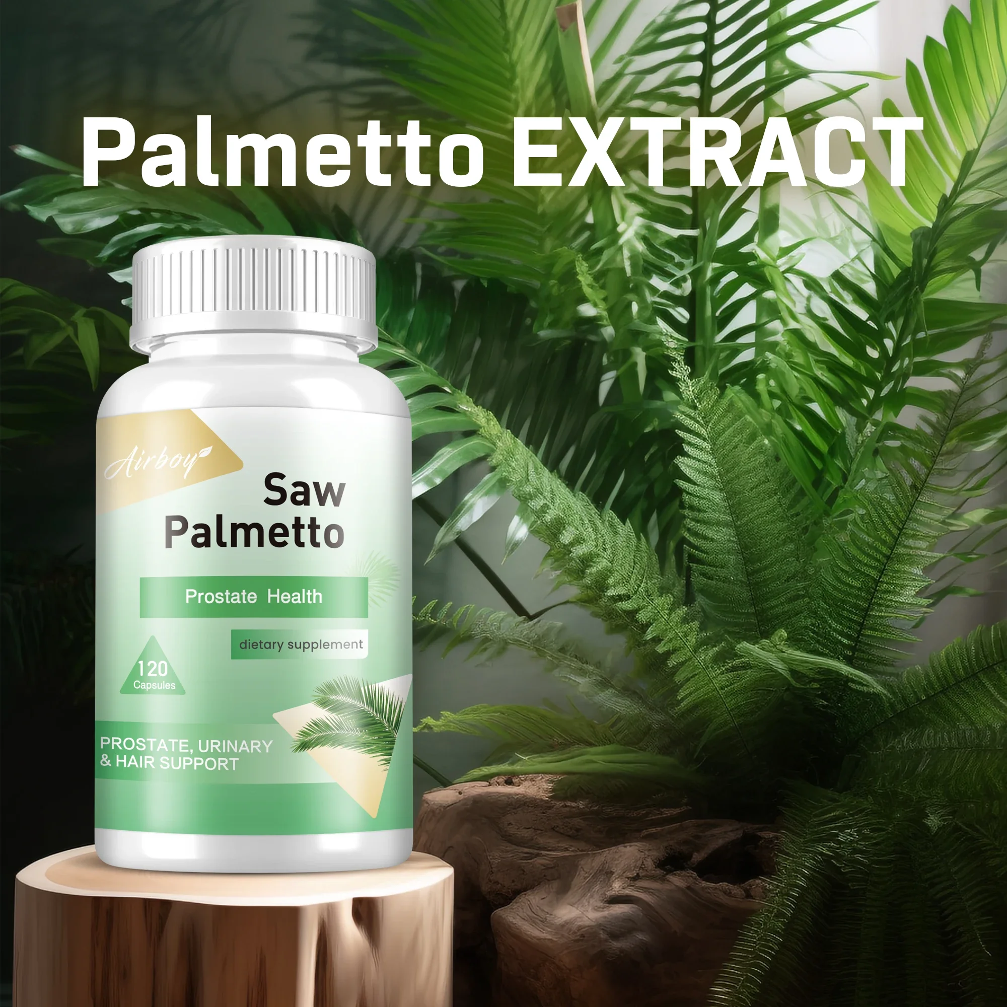 مكمل Saw Palmetto - يساعد على تقليل التبول المتكرر وصحة البروستاتا وصحة المسالك البولية ونمو الشعر - 120 كبسولة