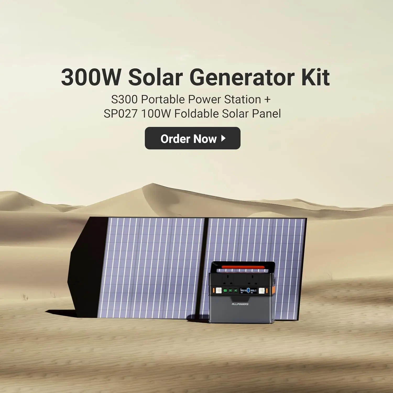 ALLPOWERS S300 PLUS 300W Portable Solar Power station & 60W / 100W Foldable Solar panel for outage Emergency Camping Fishing RV