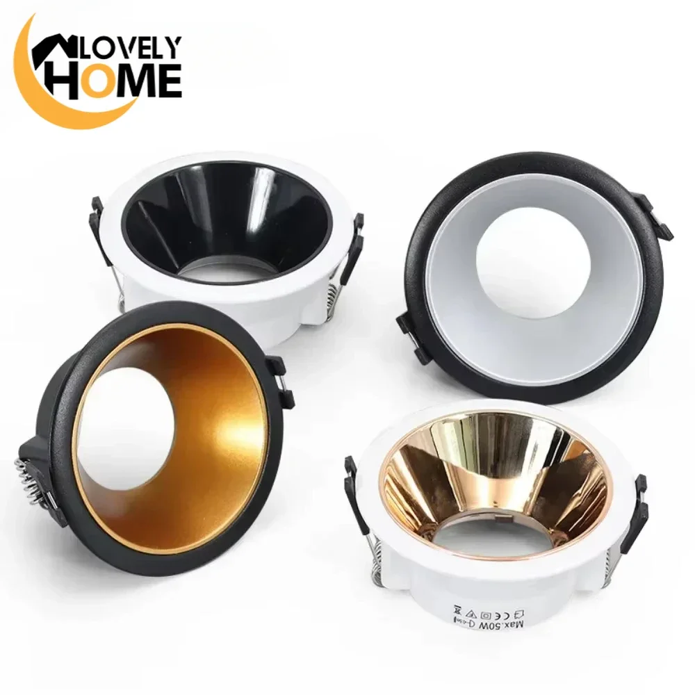 

Round Black White Gold Aluminum Recessed Ceiling Mount Downlight Frame Bracket LED MR16/GU10 Lamp Spot Lighting Fitting Fixture