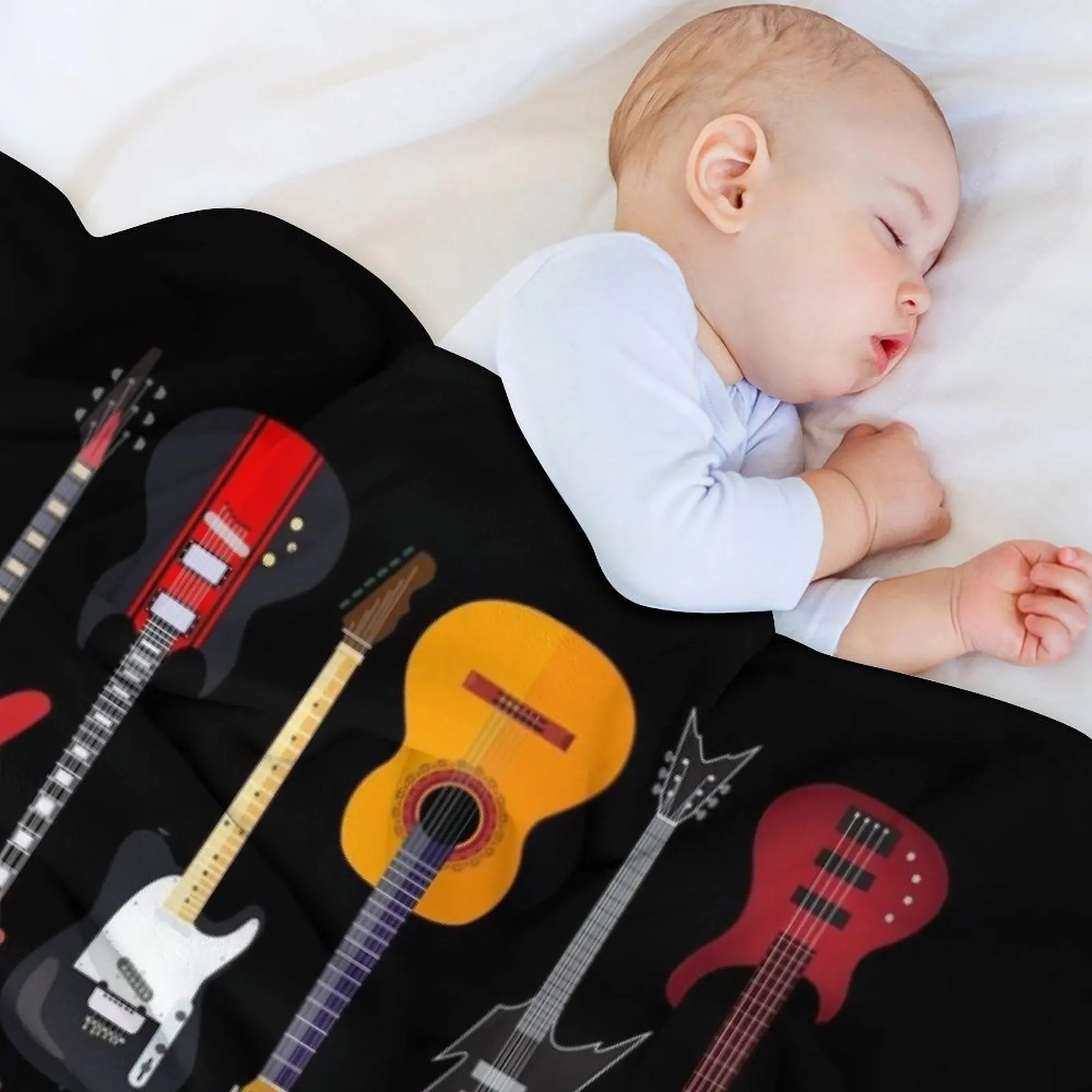 Musician Different Types Of Guitar Throw Blanket Single Weighted For Decorative Sofa Blankets