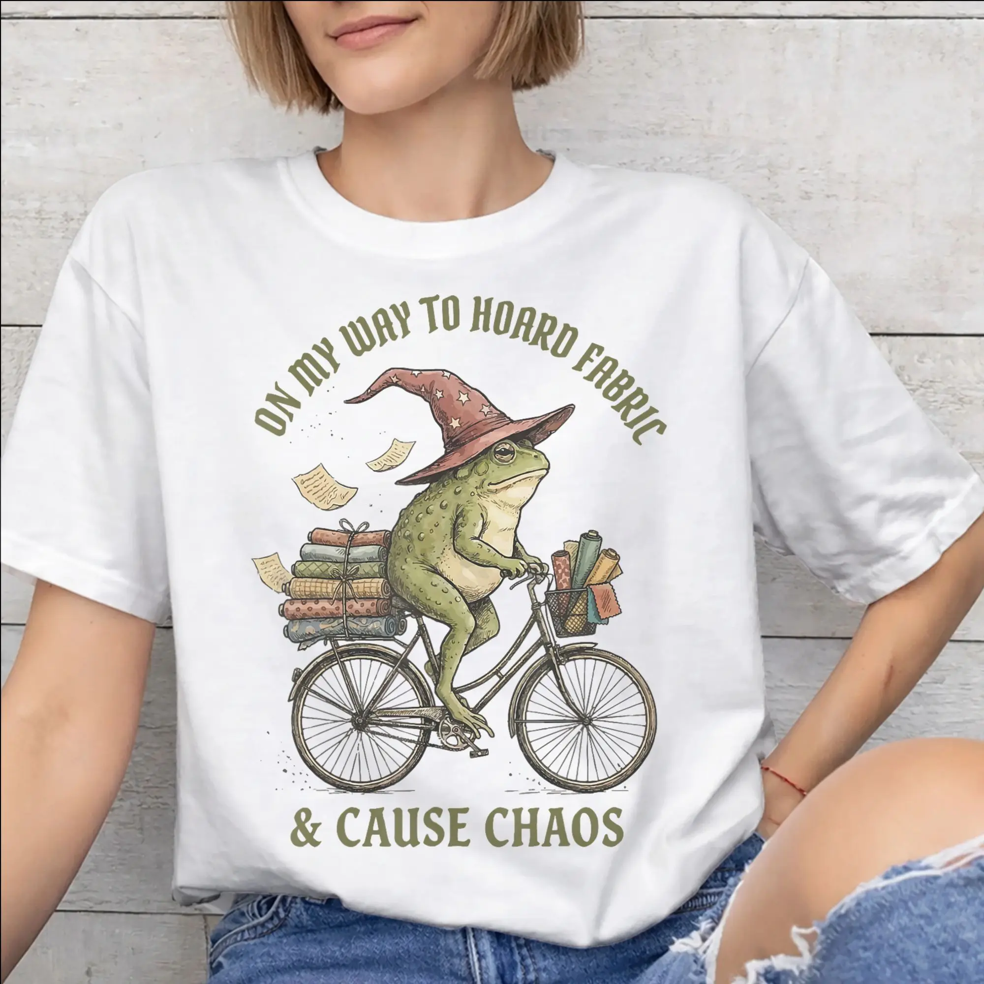 Men Women New Arrival On My Way to Hoard Fabrics and Cause Chaos T Shirt Tee 100% Cotton  T-shirts Clothing