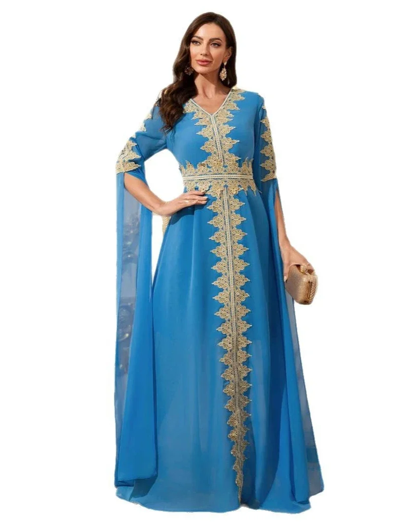 فستان حفلة عيد للنساء عباية إسلامية ماكسي كم طويل قفطان رداء جلابية رمضان المغرب دبي قفطان 2026 فيستدوس لارجوس #5