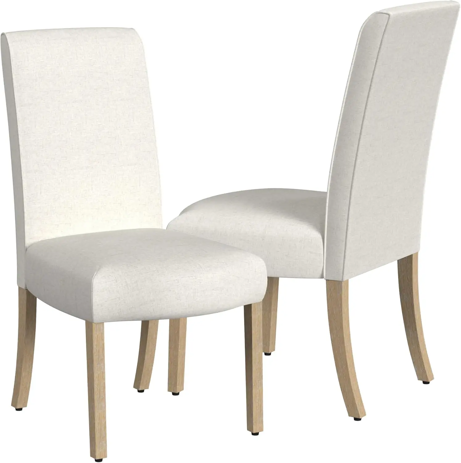 Scalloped Detail Dining Chair|Upholstered Parsons Dining Chairs |Decorative Home Furniture, Cream Textured Woven (Set