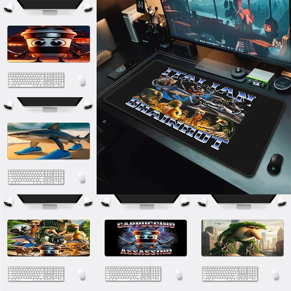 

Anime I-Italians Brainrots Mousepad HD Printing Computer Gamers Locking Edge Non-slip Mouse Pad XXL90x40cm Keyboard PC Desk Pad