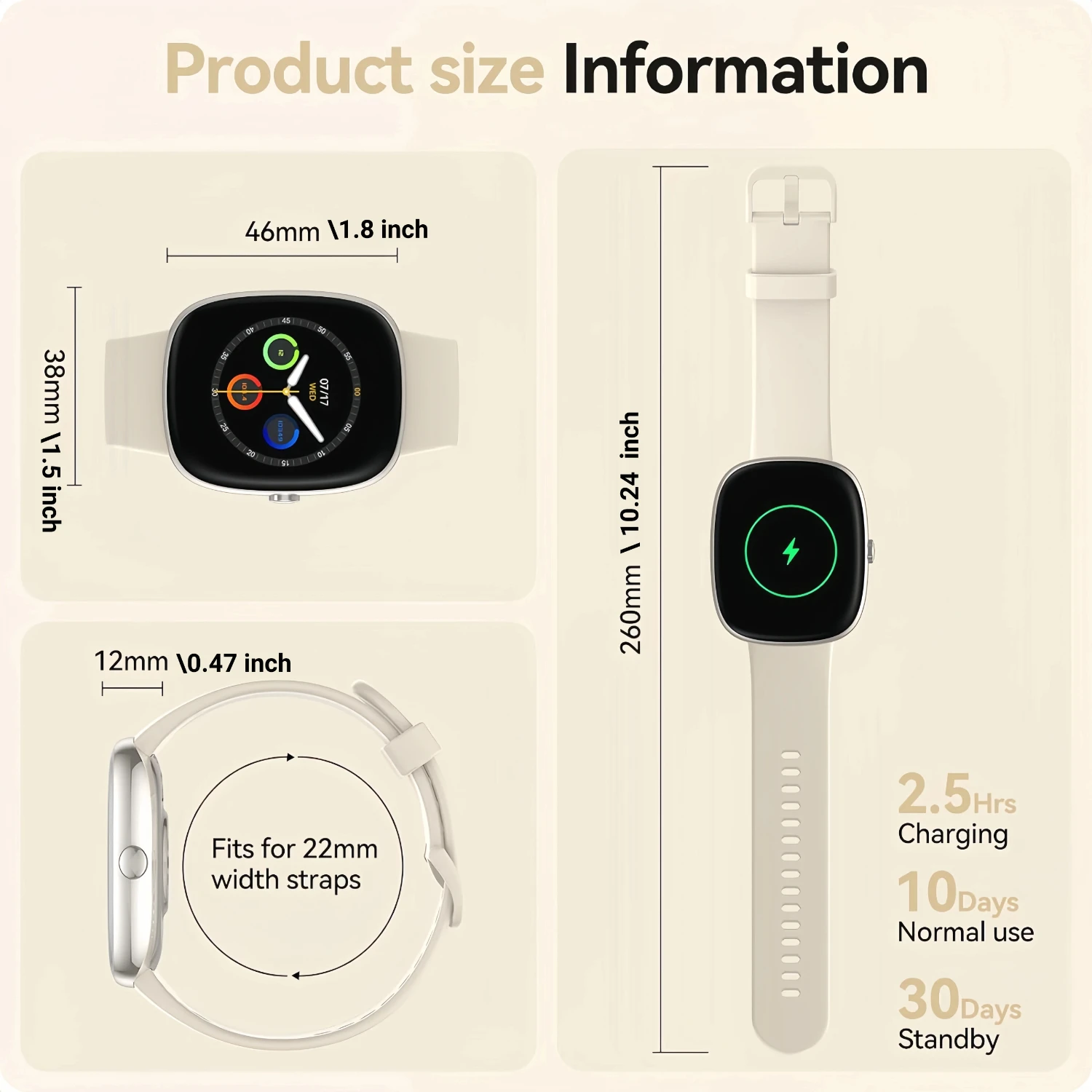 

Smart Watches Men Women Sleep Tracking, 46mm 1.3oz Step Calorie Counter Fitness Watch Activity Trackers Pedometer forAndro