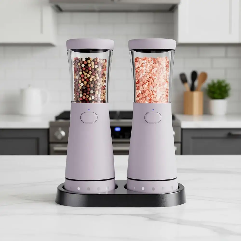 

Набор перезаряжаемых мельниц для соли и перца из нержавеющей стали, емкость 4,5 унции, регулируемая степень помола, идеально подходит для кухни