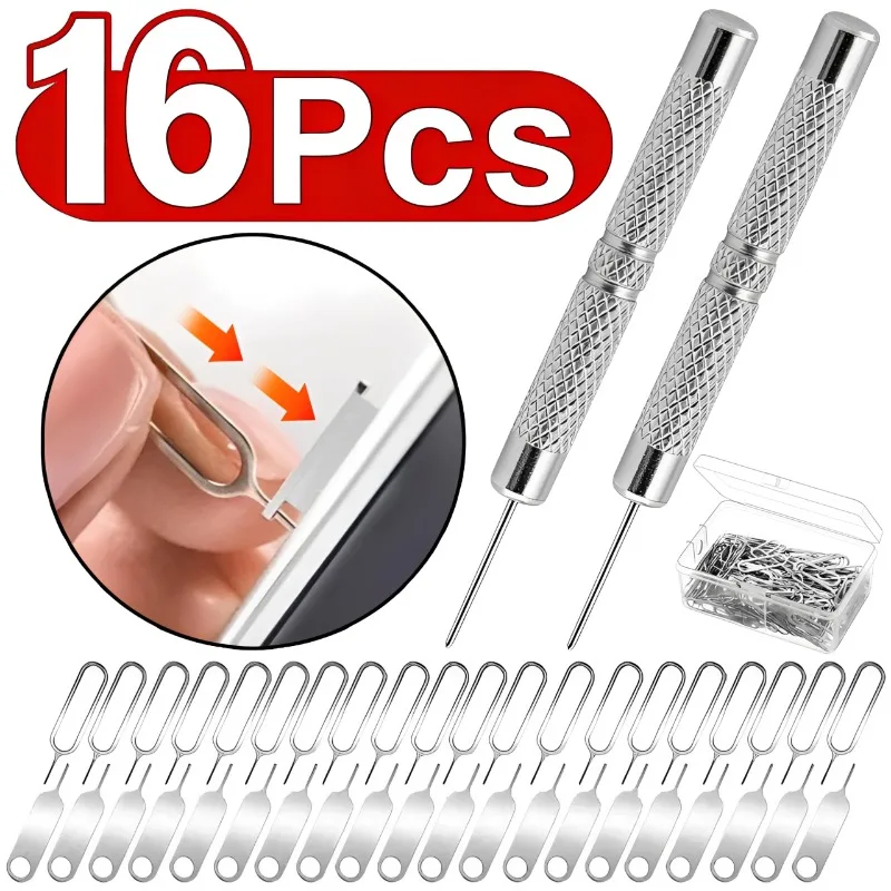 

Набор из 16 универсальных инструментов для извлечения SIM-карт (иглы-экстракторы) для iPhone, Samsung, Xiaomi, Huawei