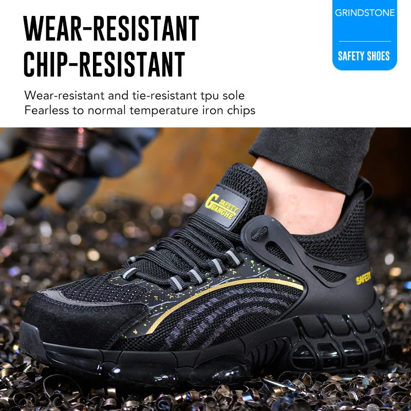 Safety work shoes for men Steel toe anti-smash and anti-puncture soft and folding resistant work shoes Protective shoes