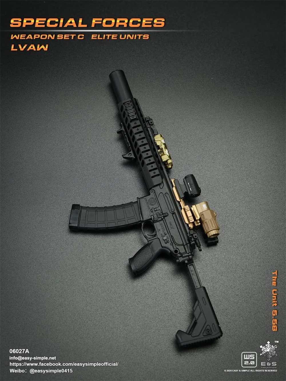 EASY & SIMPLE ES 1/6 SCAR 20S Series Weapon, Elevator Toys, P226 Holster, PVC Material for Action Figure, 06027