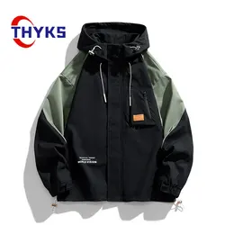 Men's Hooded Hiking Jacket Multi Pocket Zipper Windbreak Top Men's Outdoor Sports Mountaineering Hunting Coat Plus Size L-9XL