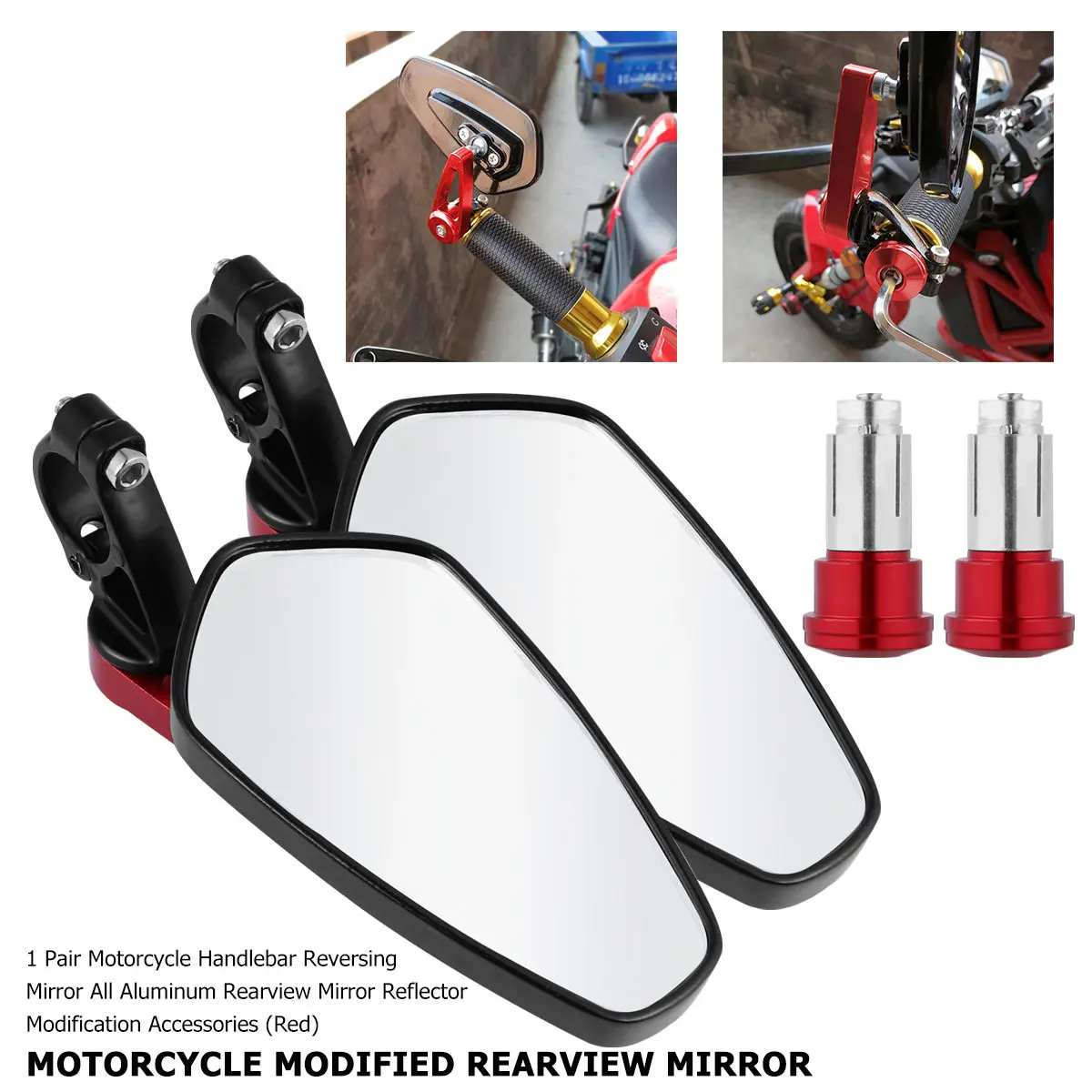 1Pair Motorcycle Rearview Mirror Handlebar Modified All Aluminum Backup Reflector Mirror Replacement for Atv Utv Adventure